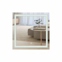 Espelho Quadrado Jateado 70x70cm 3 TONS DE LED e botão TOUCH SCREEN e FONTE SLIN Intensidade Ajustável