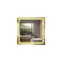 Espelho Quadrado Jateado Com Led 60x60cm Botão Touch Screen Moldura Frio Quente Ou Neutro