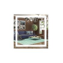 Espelho Quadrado Jateado Com Luz Led Vários Tamanhos Lapidado Com Botão Touch Screen