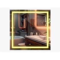 Espelho Quadrado Jateado Led Touch Frontal Decoração Iluminação Barato Espelho Quadrado Jateado Led Touch Frontal Decoração Iluminação Barato