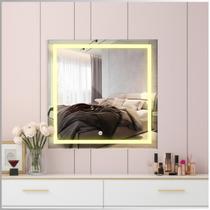 Espelho Quadrado Touch Jateado Com Led 80x80 Moderno Luxo Espelho Quadrado Touch Jateado Com Led 80x80 Moderno Luxo