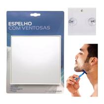 Espelho Quadrado Ventosa 14cm Barba Chuveiro Box Branco