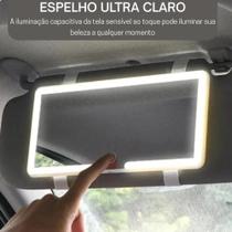 Espelho quebra sol automotivo com led recarregavel touch maquiagem acessorio carro interior Espelho quebra sol automotivo com led recarregavel touch maquiagem acessorio carro interior