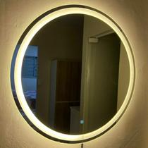 Espelho Redondo 40x40 50x50 60x60 70x70 80x80 90x90 Jateado Iluminação Frontal Led com Botao Touch