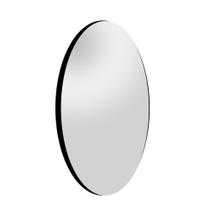 Espelho Redondo 45cm com Moldura em Couro Preto Lyo