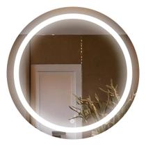 Espelho Redondo 50x50cm Jateado com LED Touch Branco Frio Espelho Redondo 50x50cm Jateado com LED Touch Branco Frio