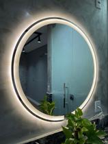Espelho Redondo 50x50cm Jateado Com Luz Touch Iluminação