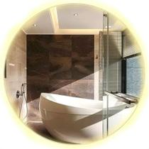 Espelho Redondo 60cm Led Decorativo Neutro Iluminado Salao Quente