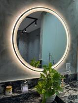 Espelho Redondo 60x60cm Jateado Com Luz Touch Iluminação