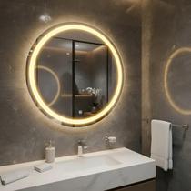 Espelho Redondo 80cm 3 Tons Led luxo Decorativo botão Touch espelho 80x80 grande moderno camarim