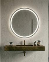 Espelho Redondo 80x80cm Jateado com LED Touch Branco Neutro