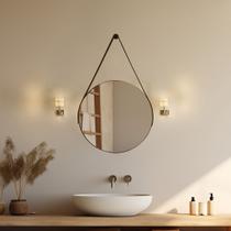 Espelho Redondo Adnet 30cm com Alça e Suporte para Quarto Banheiro Hall