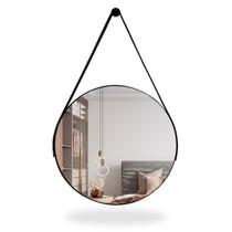 Espelho Redondo Adnet 40cm com Alça e Suporte para Sala Quarto Banheiro Hall
