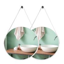 Espelho Redondo Adnet 40cm Kit com 2 com Alça e Suporte para Quarto Sala Banheiro