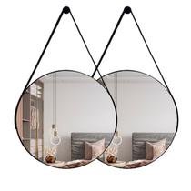 Espelho Redondo Adnet 40cm Kit com 2 com Alça e Suporte para Quarto Sala Banheiro Espelho Redondo Adnet 40cm Kit com 2 com Alça e Suporte para Quarto Sala Banheiro