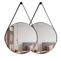 Espelho Redondo Adnet 40cm Kit com 2 com Alça e Suporte para Quarto Sala Banheiro