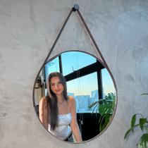 Espelho Redondo Adnet 50cm com Alça e Suporte para Quarto Hall Banheiro
