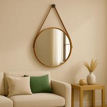 Espelho Redondo Adnet 60cm Decorativo com Alça e Suporte para Quarto Banheiro Sala