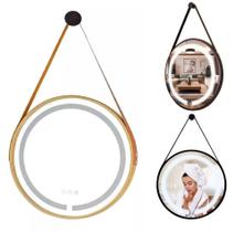 Espelho Redondo Adnet Com Led Alça Decorativo Banheiro 45cm