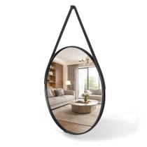Espelho Redondo Adnet Eddias Decorativo Couro 60cm 50cm 40cm 30cm Sala Quarto Banheiro Hall