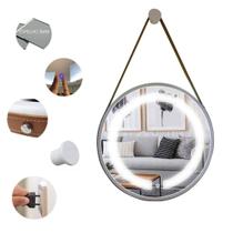 Espelho Redondo Adnet Iluminado 50cm Led 3000k Branco Alça Caramelo Espelho Redondo Adnet Iluminado 50cm Led 3000k Branco Alça Caramelo