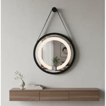 Espelho Redondo Adnet LED 40cm Touch Moldura Alumínio Decorativo Sala Quarto Lavabo Premium