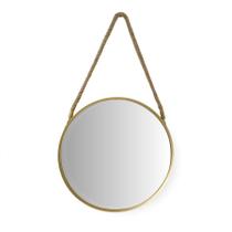 Espelho Redondo Alça Dourado Escritório Sala Banheiro 30cm