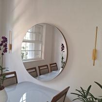 Espelho redondo borda amadeirada 85 cm diâmetro 4mm primeira linha