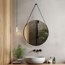 Espelho Redondo com Alça 50cm Modelo Adnet com Suporte para Lavabo Escritório Quarto