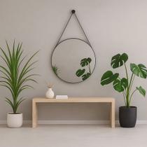 Espelho Redondo com Alça Adnet 30cm, 40cm, 50cm ou 60cm Diversos Tamanhos com Suporte para Quarto Sala Hall