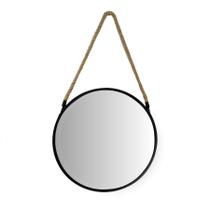 Espelho Redondo Com Alça Preto Escritório Sala Banheiro 30cm