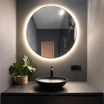 Espelho Redondo Com Iluminação Led Branco Frio - 6000k - 80x80 Cm