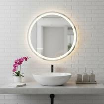 Espelho Redondo Com Led 3 Tons Cores Touch Lapidado Jateado espelho grande camarim moderno luz led