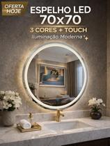 Espelho Redondo com LED Jateado Touch 70X70 PREMIUM 3 Cores - Uso Bilvot Espelho Redondo com LED Jateado Touch 70X70 PREMIUM 3 Cores - Uso Bilvot