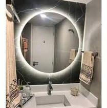 Espelho Redondo com Led Lapidado Médio/Grande Decorativo Tendência Salão Barbearia - Espelho CEBRAC