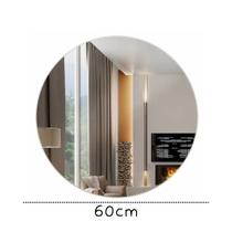 Espelho Redondo com Led Luz Círculo de Fogo Lapidado Médio/Grande Decorativo Tendência Barbearia