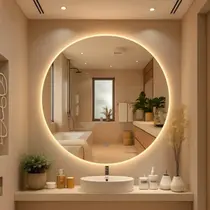 Espelho Redondo com LED Touch 3 Cores 50cm 60cm 80cm Banheiro Quarto