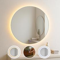 Espelho Redondo com LED Touch 3 Cores 50cm 60cm 80cm Parede Banheiro Quarto