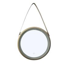 Espelho redondo com luz de led e alça de metal 30cm - Amigold