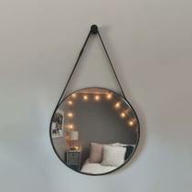 Espelho Redondo com Material Ecológico 60cm Diametro Preto - PARIS MOVEIS