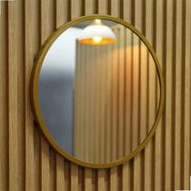Espelho Redondo Com Moldura Aro Decorativo 30cm Dourado Gold - Fast Vidros