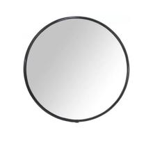 Espelho Redondo Com Moldura Metal 60cm Luxo Preto Fosco