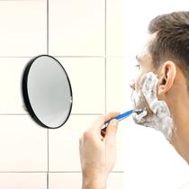 Espelho Redondo de Aumento com Ventosa: Prático e Versátil Espelho de Banheiro para Cuidados de Beleza - Preto, 14cm x 14cm