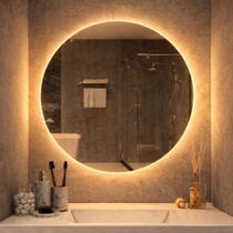 Espelho Redondo De Parede Led Quente Luxuoso Para Banheiro E Sala De Estar
