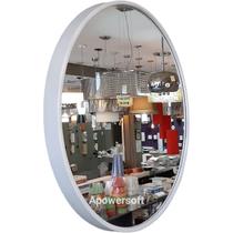Espelho Redondo Decorativo 50cm Com Moldura em Alumínio Design Recuado BRANCO