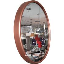 Espelho Redondo Decorativo 50cm Com Moldura em Alumínio Design Recuado COBRE - Nova Luz Iluminação SJC