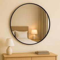 Espelho Redondo Decorativo 60cm com Acabamento Ecológico de Parede para Sala Quarto Banheiro Espelho Redondo Decorativo 60cm com Acabamento Ecológico de Parede para Sala Quarto Banheiro