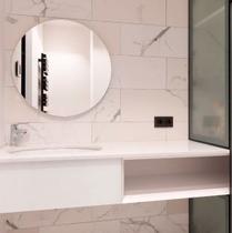 Espelho Redondo Decorativo Banheiro Quarto Lapidado De Vidro 30 cm