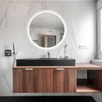 Espelho Redondo Decorativo com Led Branco 40cm Quarto Sala Banheiro