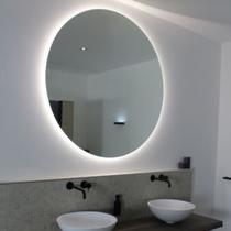 Espelho Redondo Decorativo com Led Branco 50cm Sala Banheiro Quarto - Outlet Dos Quadros